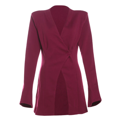 Winter Women Clothing Fashionable High End Design Elegant Slim Fit Solid Color Buttons Blazer for Women