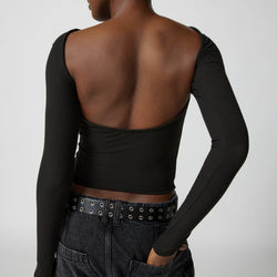 Thread Sexy Backless Pullover Long Sleeve T shirt for Women