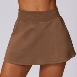 Two Piece High Top Sports Short Skirt Half Length