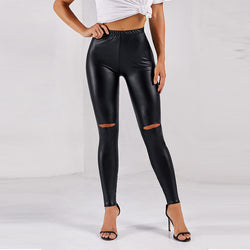 Cropped Leggings Women Autumn Clothing New Elastic Animal Print Tight Street Skinny Leather