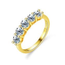Moissanite Vijfsterren Rij Diamanten Ring Ring PT950 Platina Vrouwelijk 18K Goud S925 Zilver