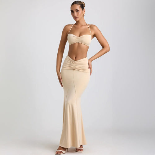 Summer Halter Spaghetti Straps Sexy Sheath Skirt Set Women Clothing