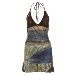 Small Tube Top High Waist Printed Backless