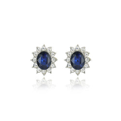 Sapphire Necklace Suit Fashion SUNFLOWER Zircon Stud Earrings