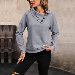 Women Clothing Solid Color Long Sleeve Collared Sweater Women Autumn