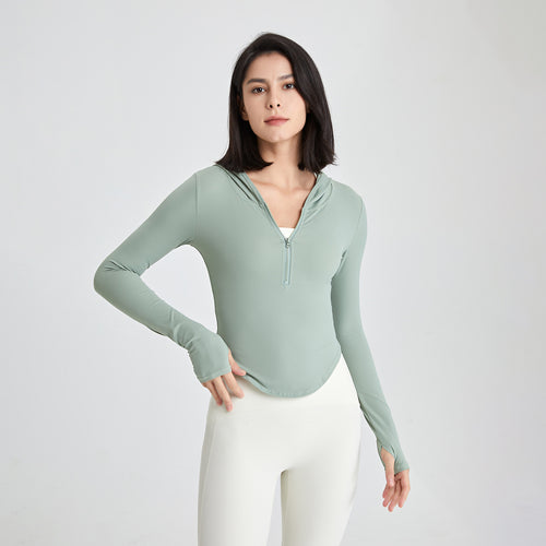 Half Zipper Sleeve Sports  Slim Long Sleeve