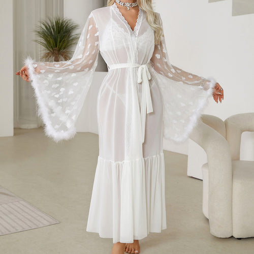 Mesh Nightgown  Lingerie Cardigan Pajamas