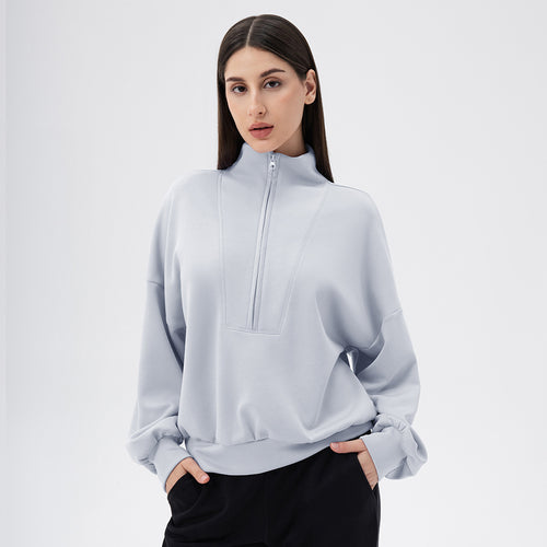 Autumn Winter Yoga Wear Sports Sweater Women Modal Air Layer Loose Collared Running Fitness Casual Top