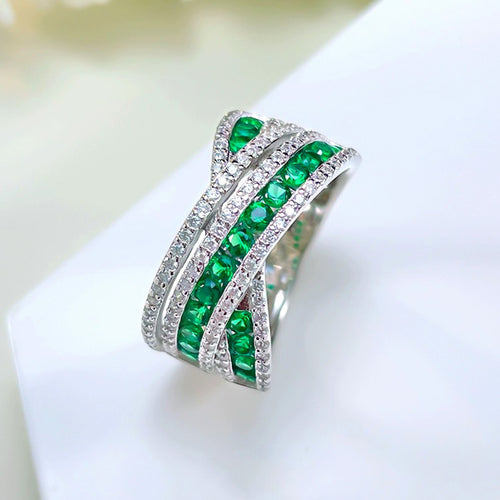 Emerald Row Love Interwoven 925 Silver Ring Light Luxury