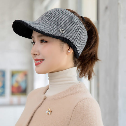 Factory Direct Supply Autumn And Winter Women's Fashion Empty Cap Wool Cap Knitted Hat Outdoor Windproof Warm Baseball Cap