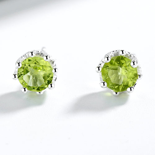 Sterling Silver Crown Emerald Earrings