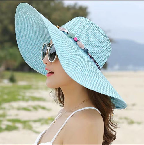 Big Along The Straw Hat Ladies Summer Sun Hat Sunscreen Beach All-match Beach Hat Outing Foldable Sun Hat Wholesale