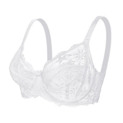 Lace Bra Steel Ring Thin No Cotton Cup Comfortable Breathable Top Support Adjustable Sexy Underwear Women