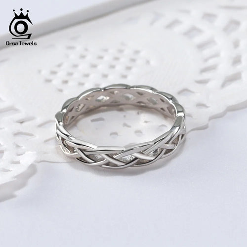 925 Sterling Silver Rings Women Unique Twisted Shape Round Ring Wedding Band Fashion Jewelry Anniversary Gift