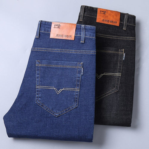 2022 New Denim Pants Men Brand Mens Jeans Classic Straight Denim Trousers Men Black Blue Business Casual Jeans Man Plus Size 40