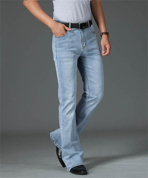 Free Shipping 2022 Men's Four Seasons New High-Waist Flared Jeans High-End Loose Wide-Leg Casual Pants