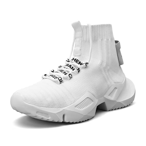 Nieuwe Herfst Mannen Hoge Top Casual Sneakers Vliegende Weven Loopschoenen High Street Popcorn Sok Chaussures Hoge Kwaliteit Zapatillas 