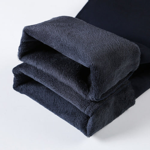 ZOENOVA Brand Men's Winter Fleece Fluff Thicken Warm Casual Pants Men Business Straight Elastic Thick Cotton Gray Trousers Male