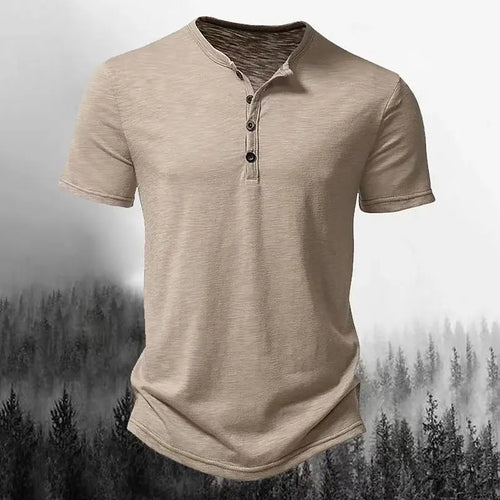 Summer High Quality Men Short Sleeve T Shirt for Men Henley Collar Polo Mens Casual Solid Color T Shirts US Size S-2XL