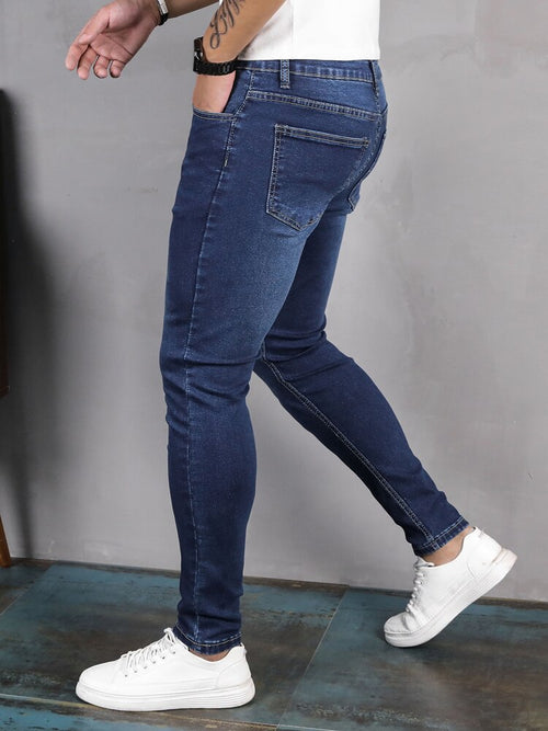 Fashion Classic Blue Jeans Pants for Men Casual Skinny Cotton Stretchy Slim Fit Hip Hop Denim Pants Men Jogging Trousers 2023