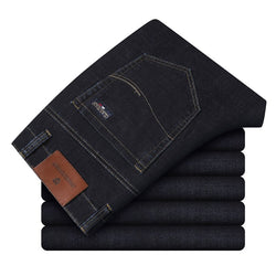 2022 Business Casual Regular Fit  Pants   Straight Trouser Cotton Stretch Men's Jeans Classic Embroidery