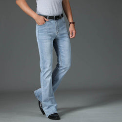 Free Shipping 2022 Men's Four Seasons New High-Waist Flared Jeans High-End Loose Wide-Leg Casual Pants