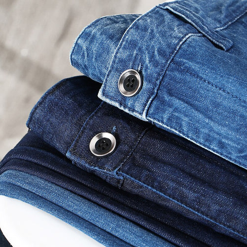 Hoge kwaliteit lente zomer heren business jeans klassiek katoen recht stretch merk denim broek twill overall broek 40 42 