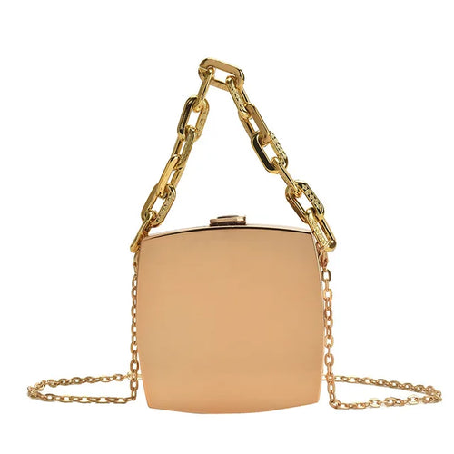 Clutch Bag Gold Silver PVC Box Design Party Evening Chain Shoulder Crossbody Bags Mini Purses and Handbags