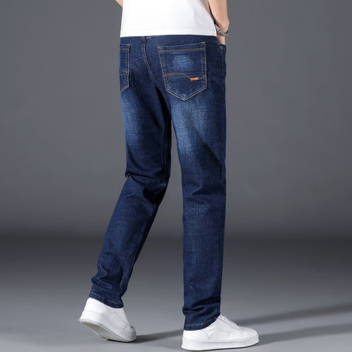 Plus Size 42 44 46 48 50 Classic Men's Jeans Loose Straight Black Blue Jeans Stretch Business Casual Trousers Male Brand Pants