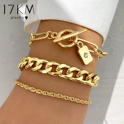17 km brede verstelbare armbanden set metalen goudkleurige armbanden voor dames 