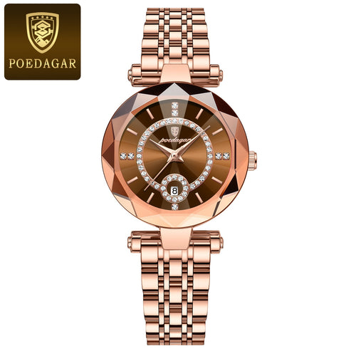 POEDAGAR Luxury Wrist Watch Elegant Waterproof Stainless Steel Quartz