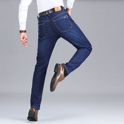 KUBRO Man Lente Herfst Luxe Merk Jeans Business Casual Upscale Mannelijke Vier Seizoenen Dragen Stretch Comfortabele Blauw Zwarte Broek 