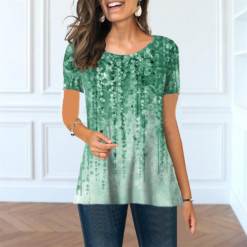 Summer Women's Floral 3D Print Loose Short Sleeve Top