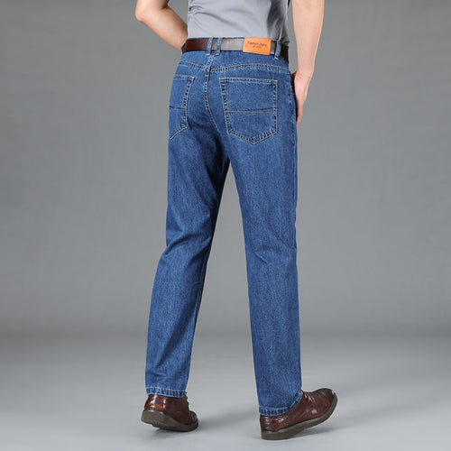 Hoge kwaliteit jeans heren merk denim 100% katoen heren zakelijke losse rechte lange broek 