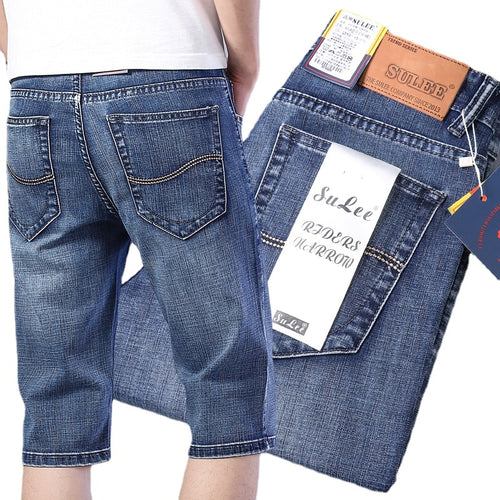 SULEE Merk zomer nieuwe heren stretch korte jeans mode casual slim fit hoge kwaliteit elastische denim shorts mannelijke kleding 