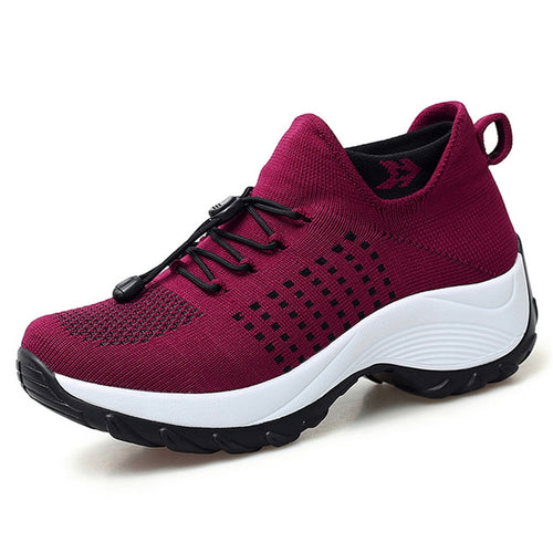 Sport Women Walking Shoes Fashion Sock Sneakers Breathe  Casual Platform Loafers Non-Slip