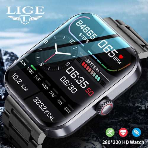 LUIK 1,90 inch HD-scherm Smart Watch Heren Professionele sportarmband Bloedglucosemonitoring Temperatuur 