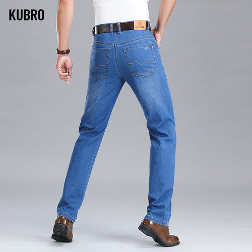 KUBRO Man Spring Autumn Luxury Brand Jeans Business Casual Upscale Male Four Seasons Wear Stretch Comfortable Blue Black Pants