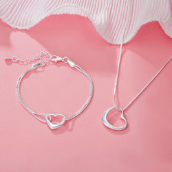 Original 925 sterling silver Pretty heart bracelets necklaces for women fashion designer party wedding Jewelry sets holiday gift