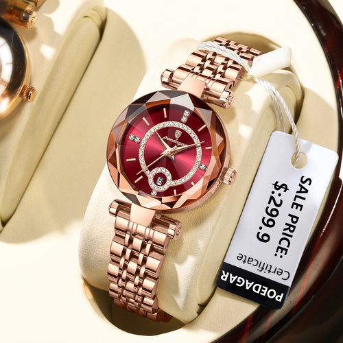 POEDAGAR Luxury Wrist Watch Elegant Waterproof Stainless Steel Quartz
