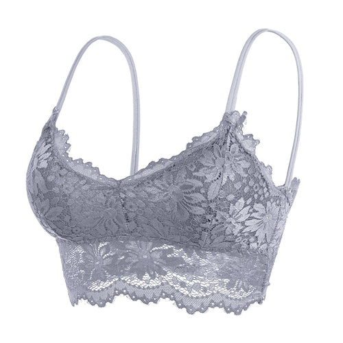 Women Lace Bras Top Comfortable Bralette Solid Color Sexy Underwear Vest Female Hollow Out Wireless Lingerie Seamless Bra