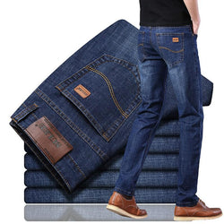 2022 SULEE Gloednieuwe klassieke stijl heren zwarte rechte stretch jeans rits denim broek mannelijke broek 