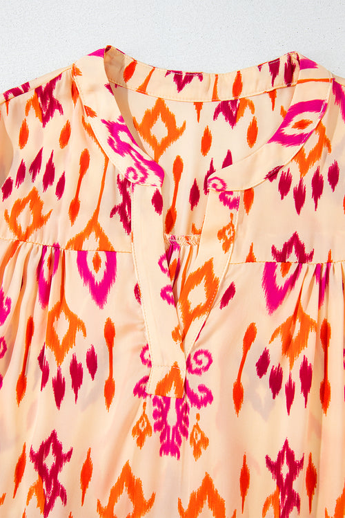 Abstract Geometric Orange Western Printed Maxi