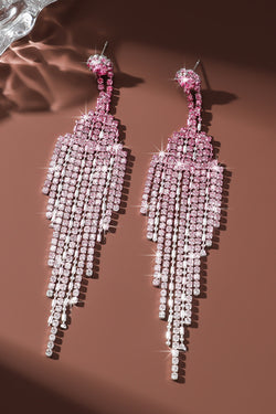 Bonbon Rhinestone Tassel Dangle Stud Earrings