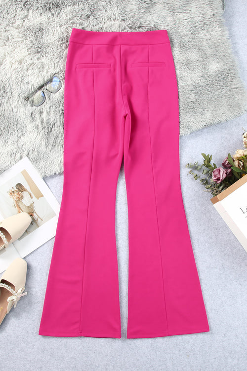 Black Split Hem Casual High Waist Pants