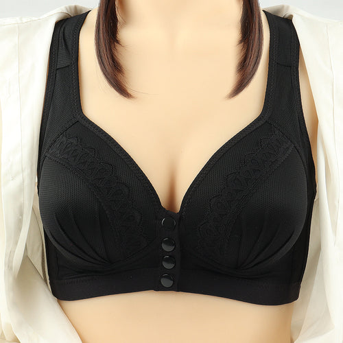 Front Closure Button  Wireless Bralette Push Up