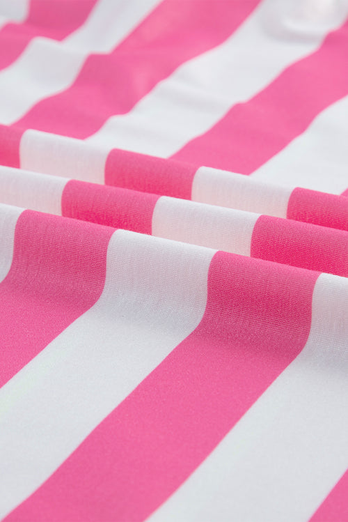 Pink Stripe Patch Pocket Drop Sleeve Slits