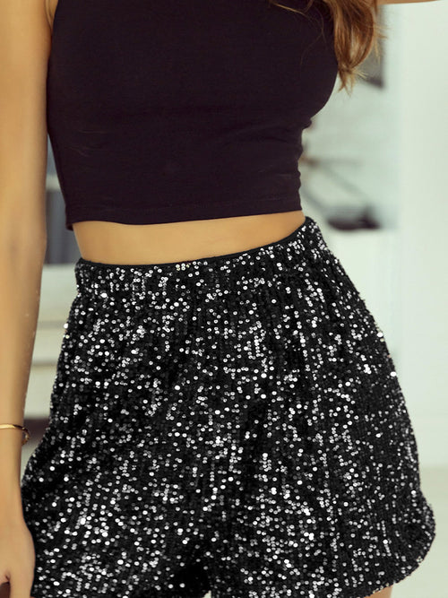 Sequined High Waist Straight