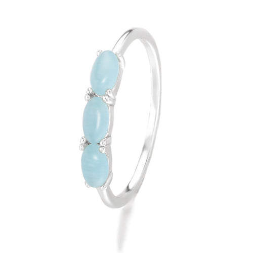 Blue Stone Ring Ladies Simple Style