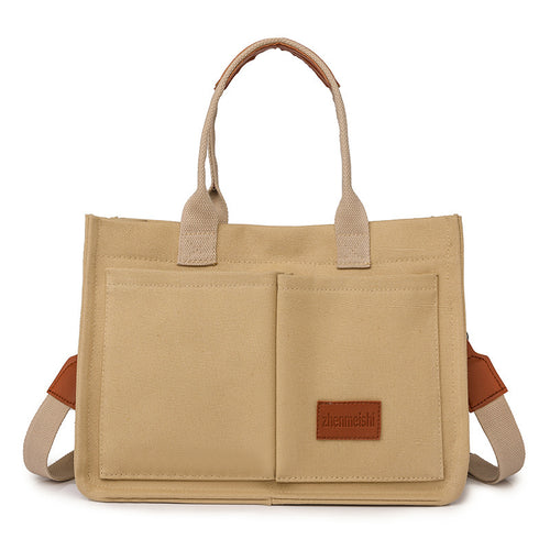 Canvas Shoulder Multi-pocket Shopper